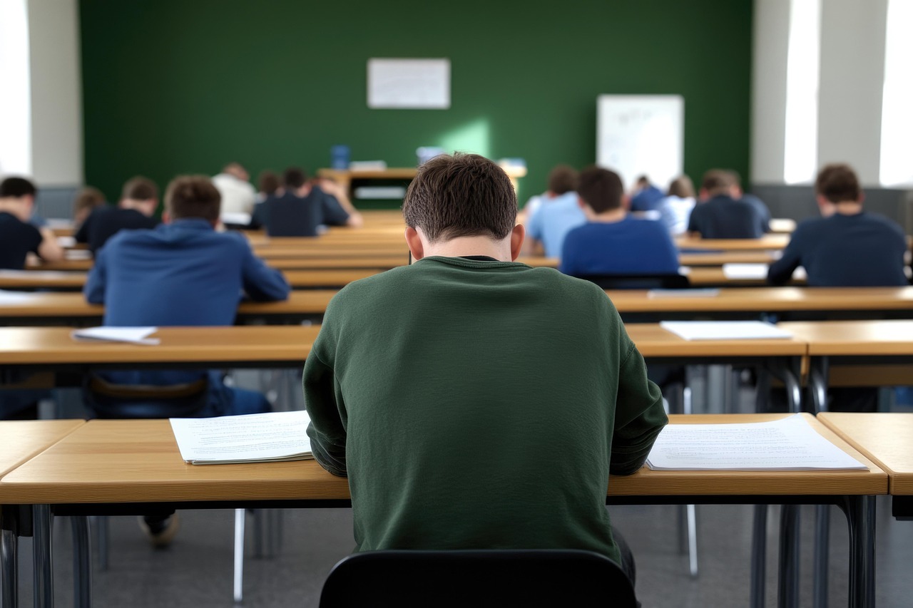 Student in an examination